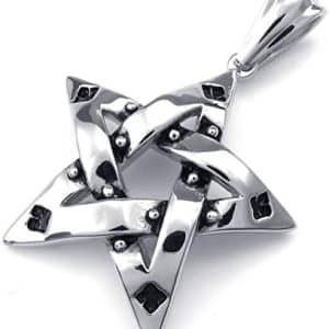pentacle de protection homme en acier inoxydable noir argent collier pendentif Étoile anazoz 18 26 pouce
