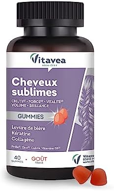 gummies fruits rouges vitavea: vitalité et croissance capillaire biotine, levure de bière, kératine