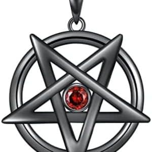 pentagramme de protection urone en argent sterling avec zircon rouge cadeau unique noël unisexe