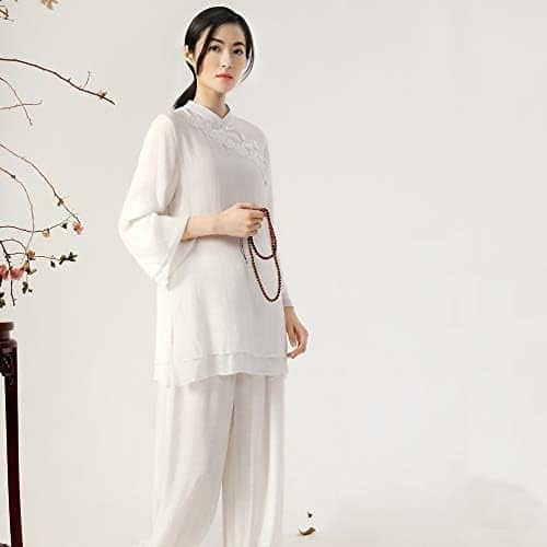 tenues de méditation ksua: vêtements tai chi et kung fu pour femmes en coton et lin