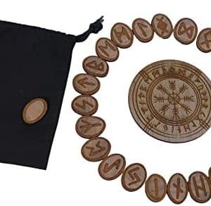 runes divinatoires en bois noyer 'vegvísir' lot de 25 pièces haute qualité