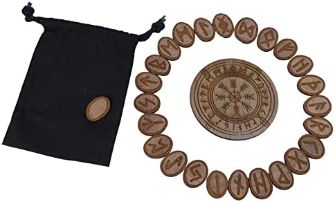 runes divinatoires en bois noyer 'vegvísir' lot de 25 pièces haute qualité
