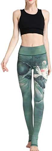 leggings yoga haute taille flyily, motif aquarelle confort ethique pour femmes