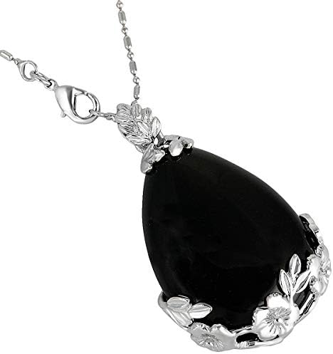 pentacle de protection: collier pendentif élégant en pierre semi précieuse, forme goutte d'eau, 58cm, unisexe