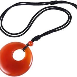 pentacle de protection: collier pendentif en pierre naturelle cordon ajustable, style donut rond