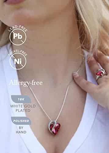 collier ras de cou femme en cristal blanc & birthstone avec leafael heart pentacle de protection dans un coffret cadeau