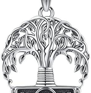 argent sterling 925 : collier pentacle de protection arbre de vie cadeau chic pour femme ou fille