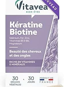 kératine biotine vitavea boostez le bien être de vos cheveux et ongles avec nos vitamines françaises 30 gélules