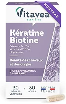 kératine biotine vitavea boostez le bien être de vos cheveux et ongles avec nos vitamines françaises 30 gélules