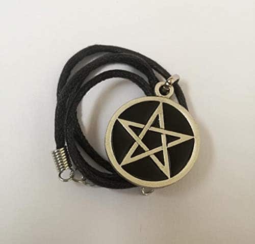 pentacle de protection wicca en argent noir: bijou artisanal Étoilé & symbole des 5 Éléments