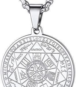 talisman puissant des 7 archanges pendentif pentacle protecteur en acier/or