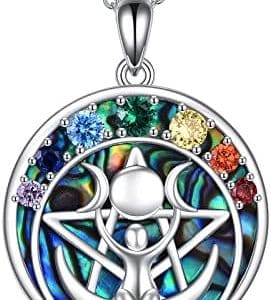 collier pentacle de protection yafeini en argent sterling avec pierre de lune bijou celtique wicca pour femmes et filles