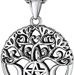 pendentif triple lune celtique en or 18 carats pour femmes collier viking païen avec pentacle de protection