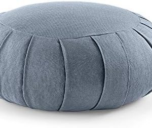 zafu lotuscrafts : coussin de méditation zen certifié gots, coton & Épeautre, 15cm bleuet