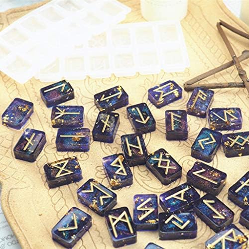 kit de runes wicca en résine cristaux gravés de l'alphabet futhark ancien