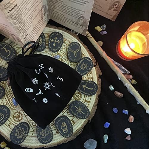 runes divinatoires en bois bibest avec sac, pierre gemme pour wicca, voyance & magie noire
