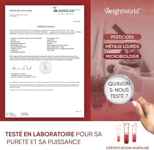suppléments naturels : extrait puissant de cerise de montmorency 6000mg 180 gélules vegan, vitamines et minéraux essentiels, absorption rapide, testé en laboratoire