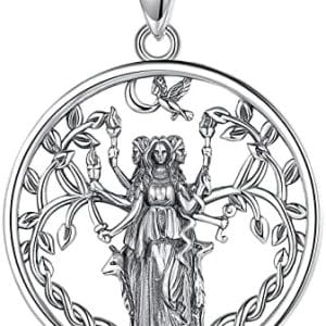 collier pentacle protection sorcière 925 argent – pendentif déesse lune hécate bijoux wicca célestia pour femme