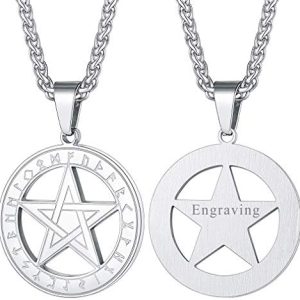 pentacle de protection collier viking personnalisable pour homme en or/inox/noir avec pendentif médaille nordique porte bonheur