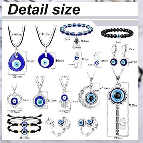 ensemble de bijoux pentacle de protection adramata collier, bracelets evil eye et hamsa turc 17 pièces pour hommes et femmes