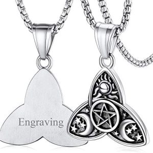 pentacle de protection haut de gamme en argent 925 et or, collier triple lune pour homme et femme