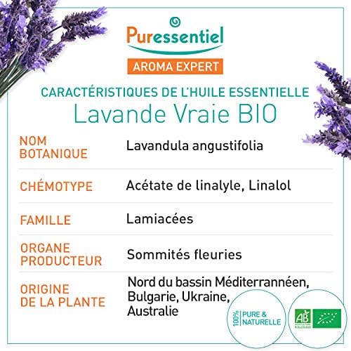 'huile essentielle bio & pure de lavande vraie puressentiel 10ml'