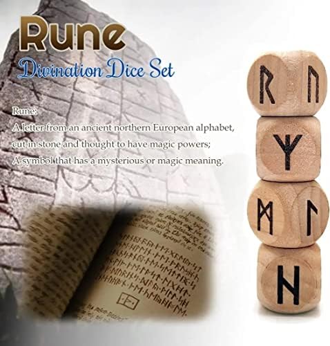 dés divinatoires runes en bois jeu de méditation avec 24 symboles anciens