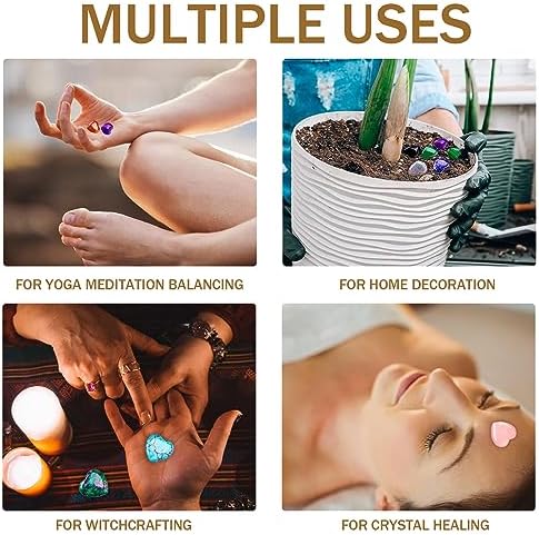 ensemble de 18 cristaux de guérison naturels en forme de coeur quartz multicolores pour méditation et déco
