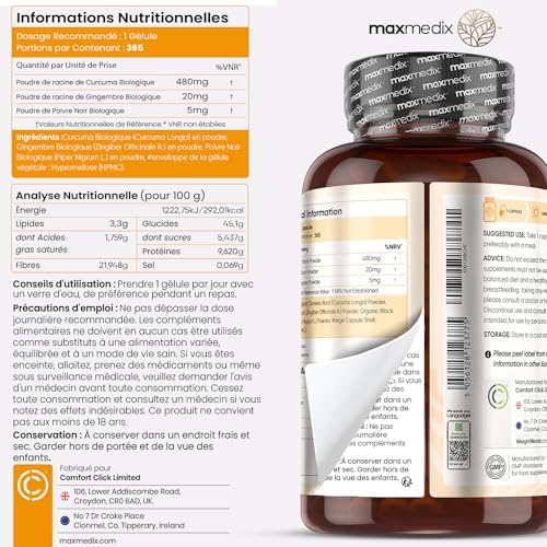 curcuma bio & gingembre en gélules vegan complexe puissant & 100% naturel avec poivre noir