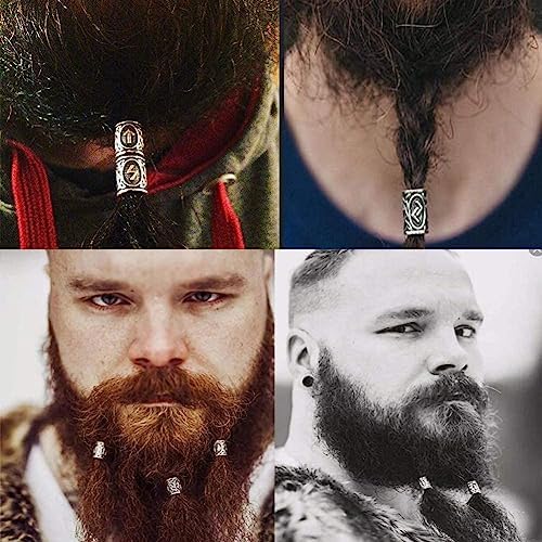 kits de runes viking queta 80 pcs pour barbe/cheveux avec 300 bandes caoutchouc