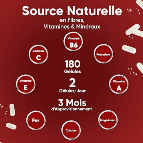 suppléments naturels : extrait puissant de cerise de montmorency 6000mg 180 gélules vegan, vitamines et minéraux essentiels, absorption rapide, testé en laboratoire