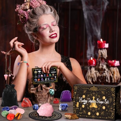 cristaux de guérison naturelle nckihrkk avec collier kit idéal pour méditation, yoga et sommeil cadeau parfait
