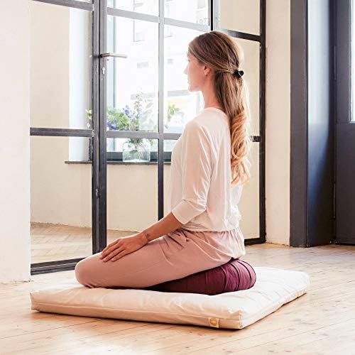 zafu lotuscrafts : coussin de méditation zen certifié gots, coton & Épeautre, 15cm bleuet