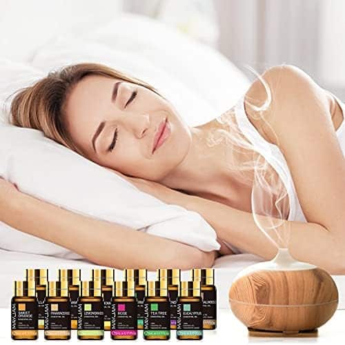 coffret luxe mayjam 20 huiles essentielles : lavande, jasmin, eucalyptus, vanille, santal idéal diffuseur & humidificateur