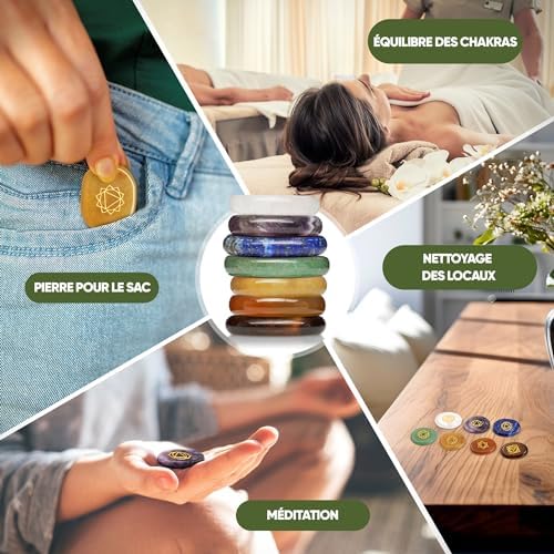 chakra set puraja premium : ensemble de 7 pierres Énergétiques et précieuses pour méditation