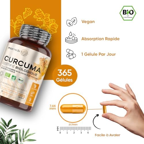 curcuma bio & gingembre en gélules vegan complexe puissant & 100% naturel avec poivre noir