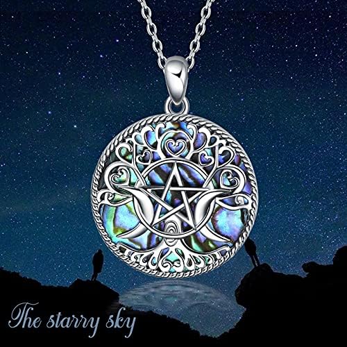 collier argent sterling avec pentacle triple lune bijoux magiques pour hommes et femmes
