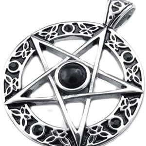 pentacle protecteur argent/noir en acier inoxydable avec chaîne celtique 18 26 pouces anazoz