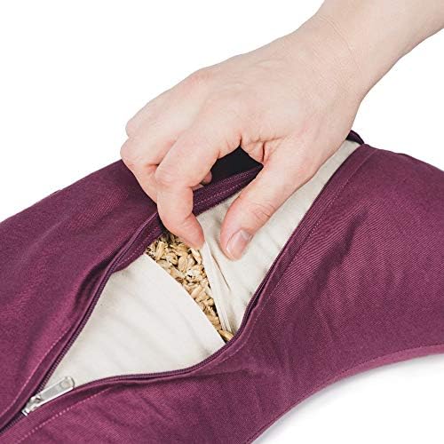 zafu lotuscrafts: coussin de méditation demi lune certifié gots rembourrage d'épeautre et housse en coton lavable