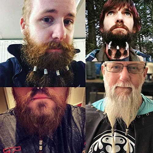 kits de runes viking queta 80 pcs pour barbe/cheveux avec 300 bandes caoutchouc