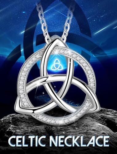 collier pentacle de protection en argent 925 et pierre de lune, sceau de sorcellerie celtique