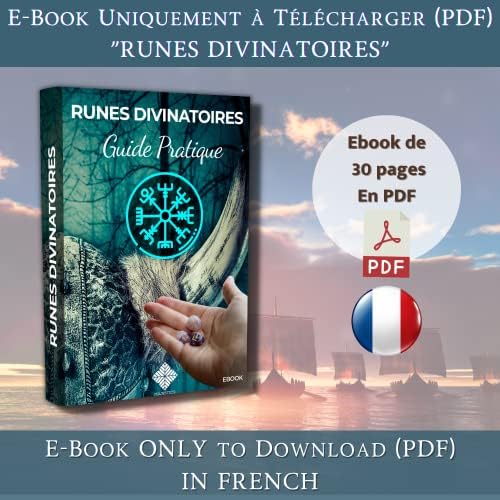 runes viking divinatoires en pierre de lune naturelle de majestic pack prêt à utiliser avec sac noir & ebook (pdf)