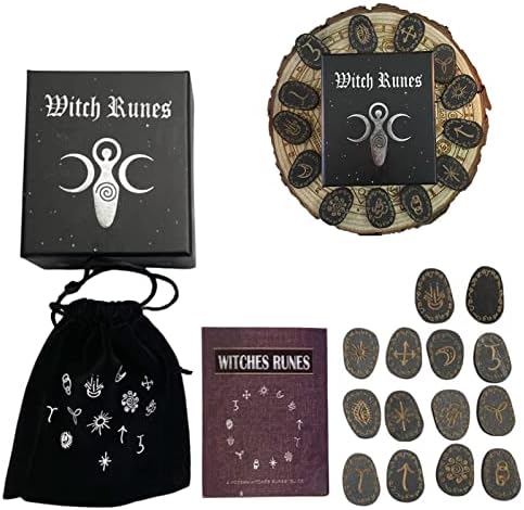 runes divinatoires en bois bibest avec sac, pierre gemme pour wicca, voyance & magie noire