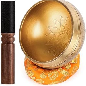 bols chantants tibétains martelés à la main ensemble cadeau zen pour yoga et chakra, femmes et hommes (9.5x5cm)