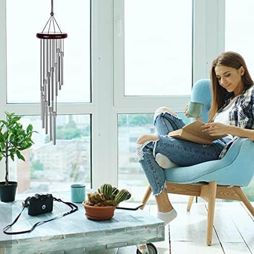 carillons Éoliens mélodieux en bois et aluminium pour jardin, balcon décor original & cadeau naturel