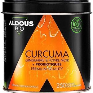 probiotiques naturels + curcuma bio en gélules: anti inflammatoire puissant avec gingembre et poivre noir 1460mg | formule avancée | certifié bio