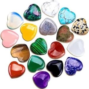ensemble de 18 cristaux de guérison naturels en forme de coeur quartz multicolores pour méditation et déco