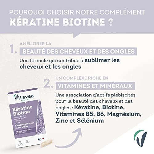 kératine biotine vitavea boostez le bien être de vos cheveux et ongles avec nos vitamines françaises 30 gélules