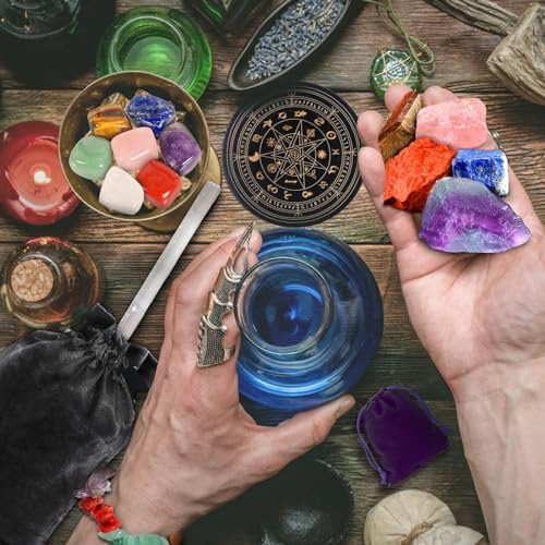 cristaux de guérison naturelle nckihrkk avec collier kit idéal pour méditation, yoga et sommeil cadeau parfait