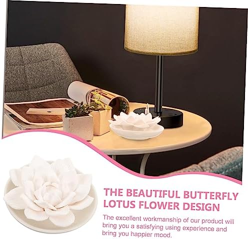 diffuseur d'arômes en céramique lotus sublimer vos huiles essentielles au bureau, blanc